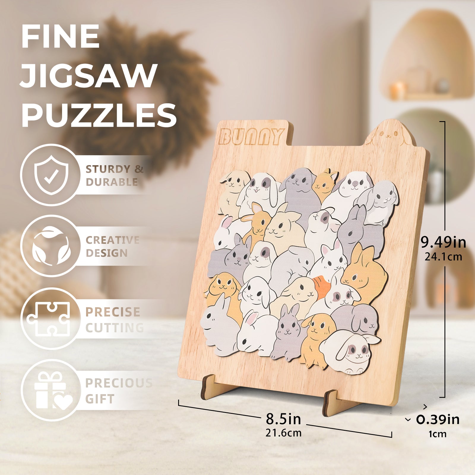 🐰Bunny Friends Big-Piece Wooden Puzzle for Kids