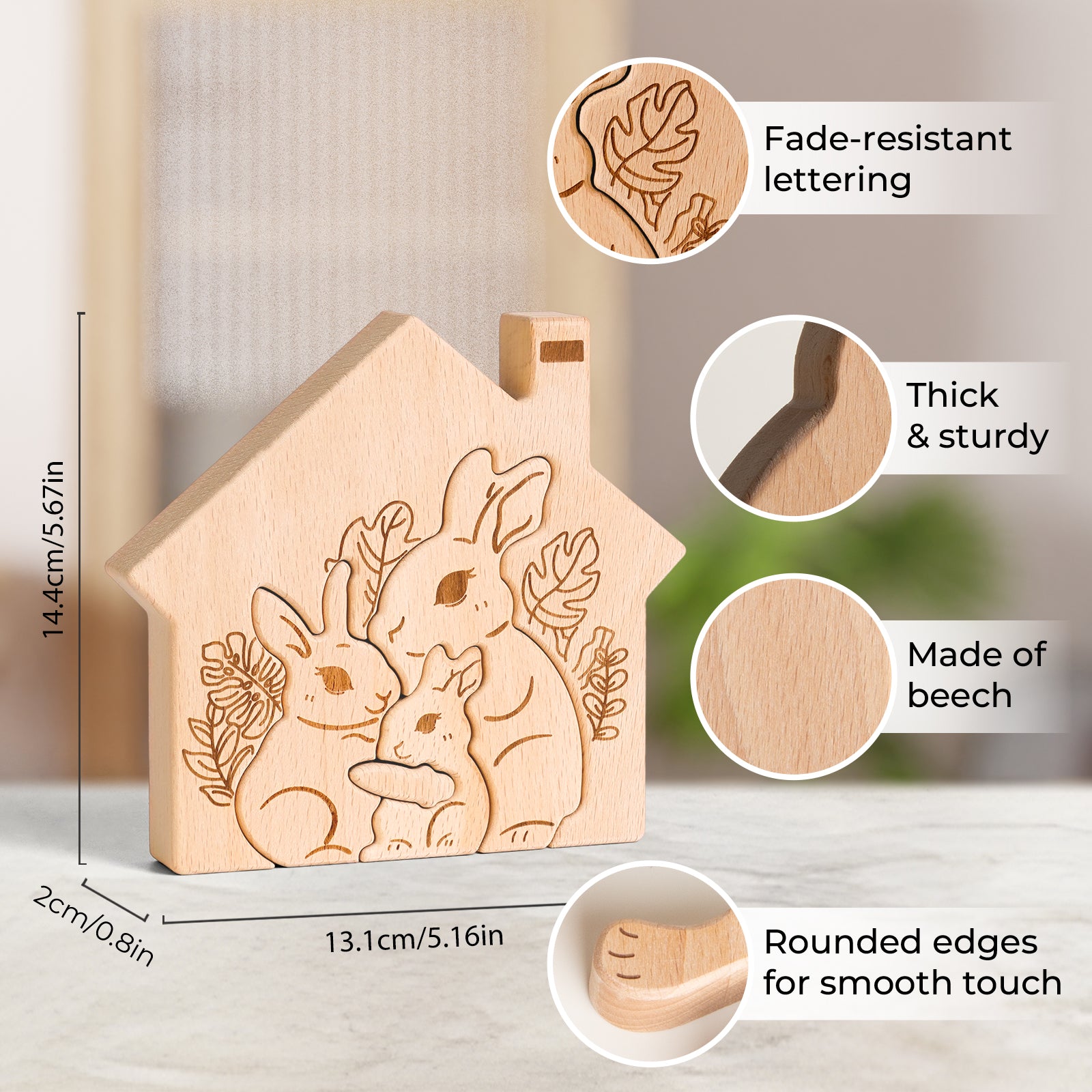 "Bunny Burrow" Wooden Hugging Statue - Whimsical Home Decor & Gift