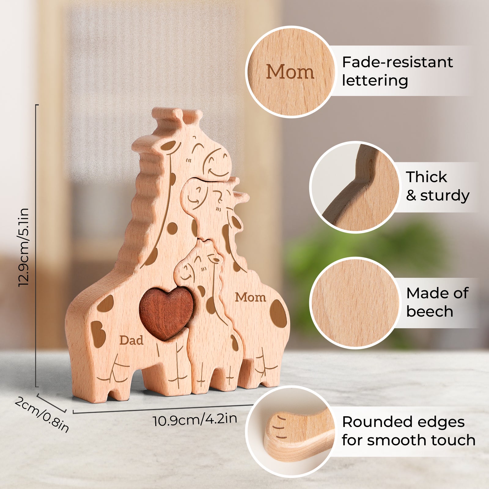 Giraffe Family Puzzle: Savanna Decor, Unique Family Gift