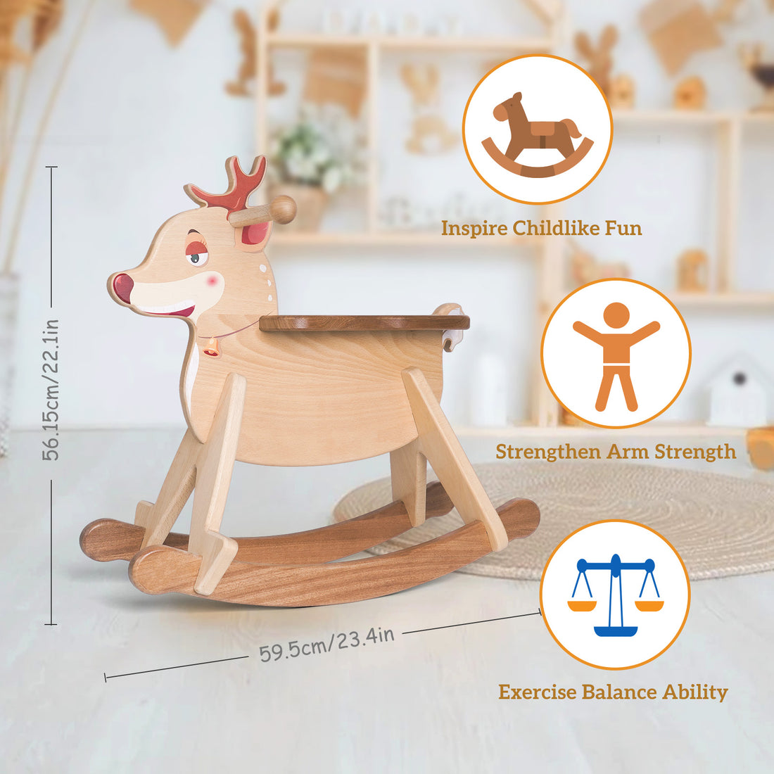 Wooden Rocking Deer - Adorable Ride-On Toy for Toddlers