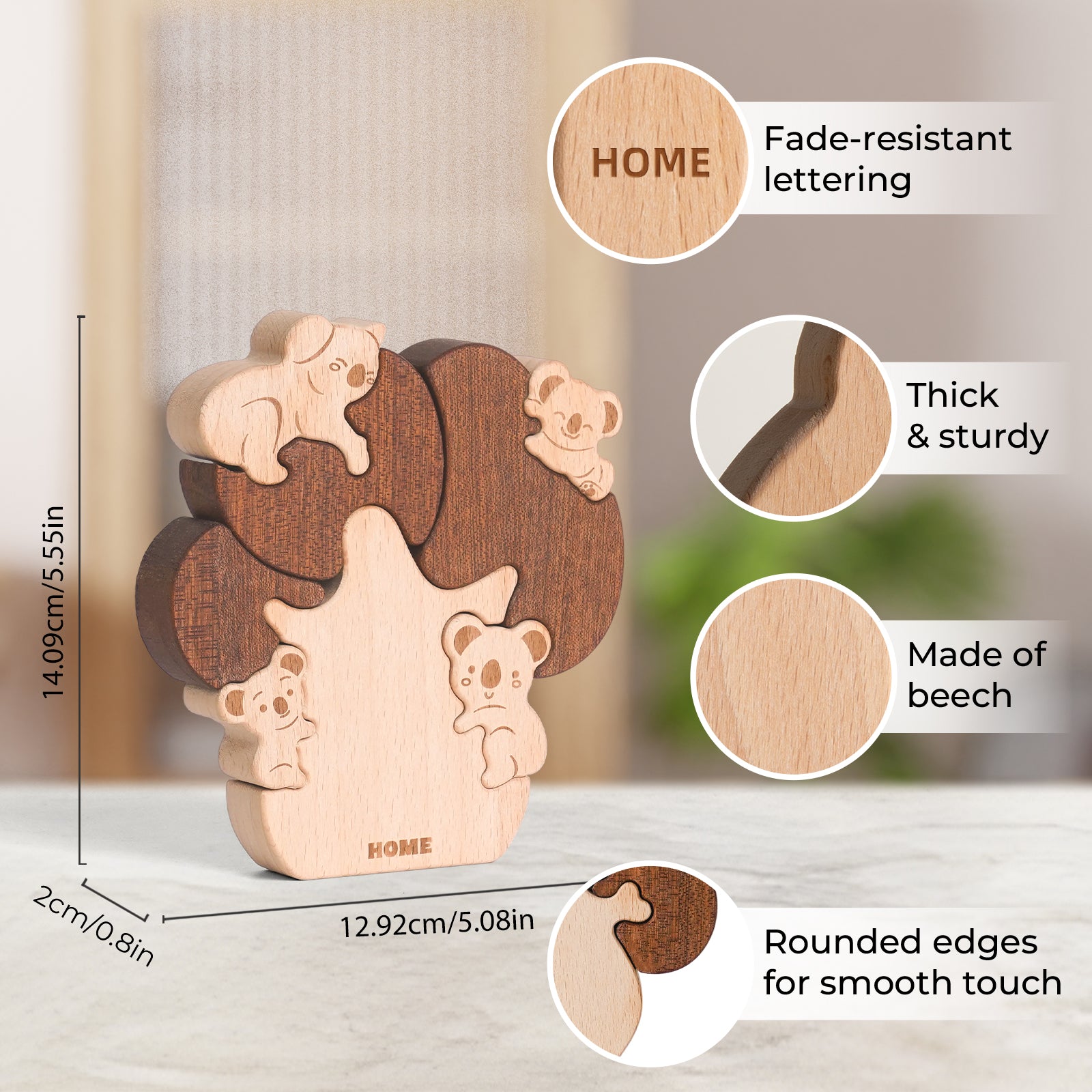 "Koala Tree" Wooden Hugging Statue - Adorable Wildlife Decor & Gift