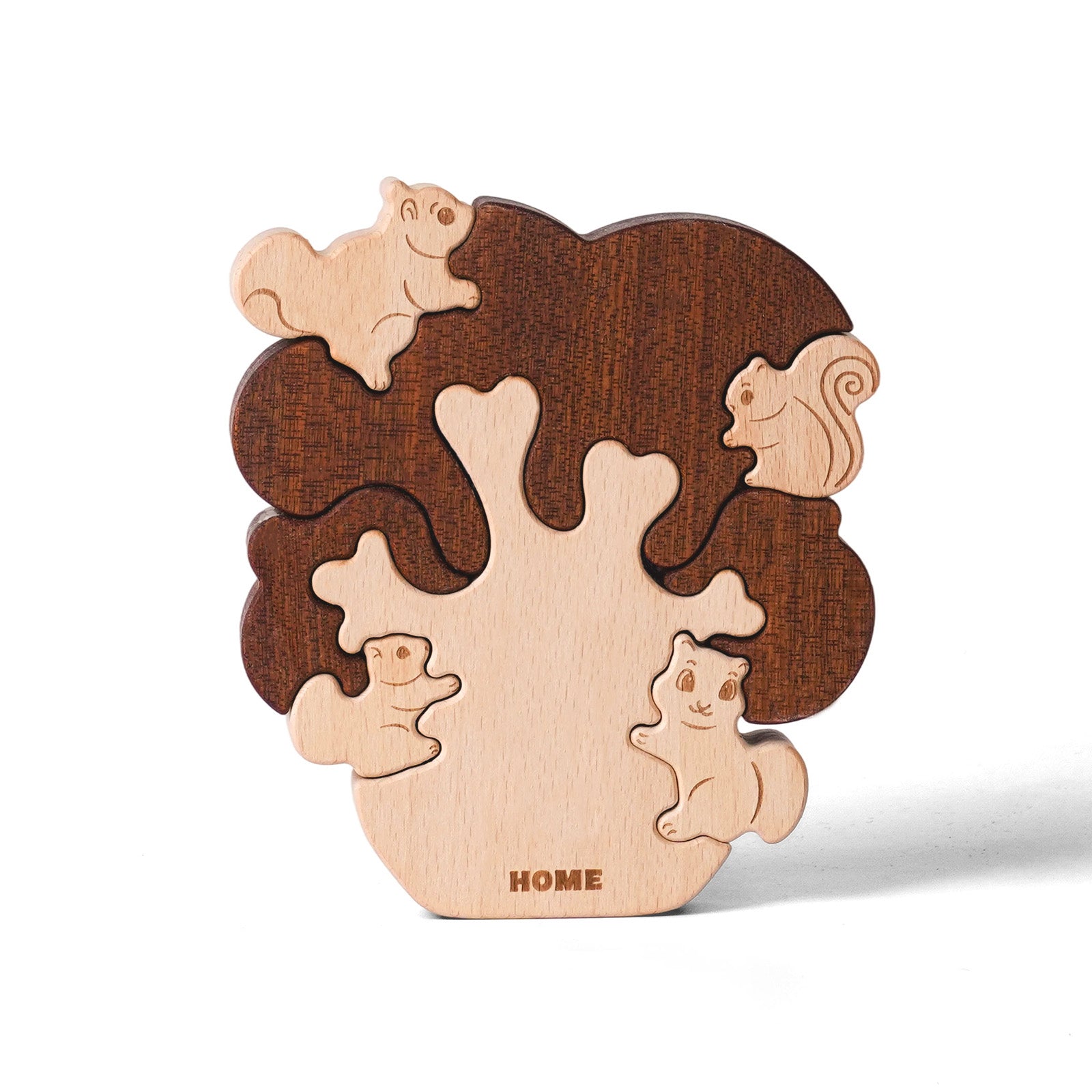 "Whimsical Squirrel Tree" Wooden Hugging Statue - Playful Forest Decor & Gift