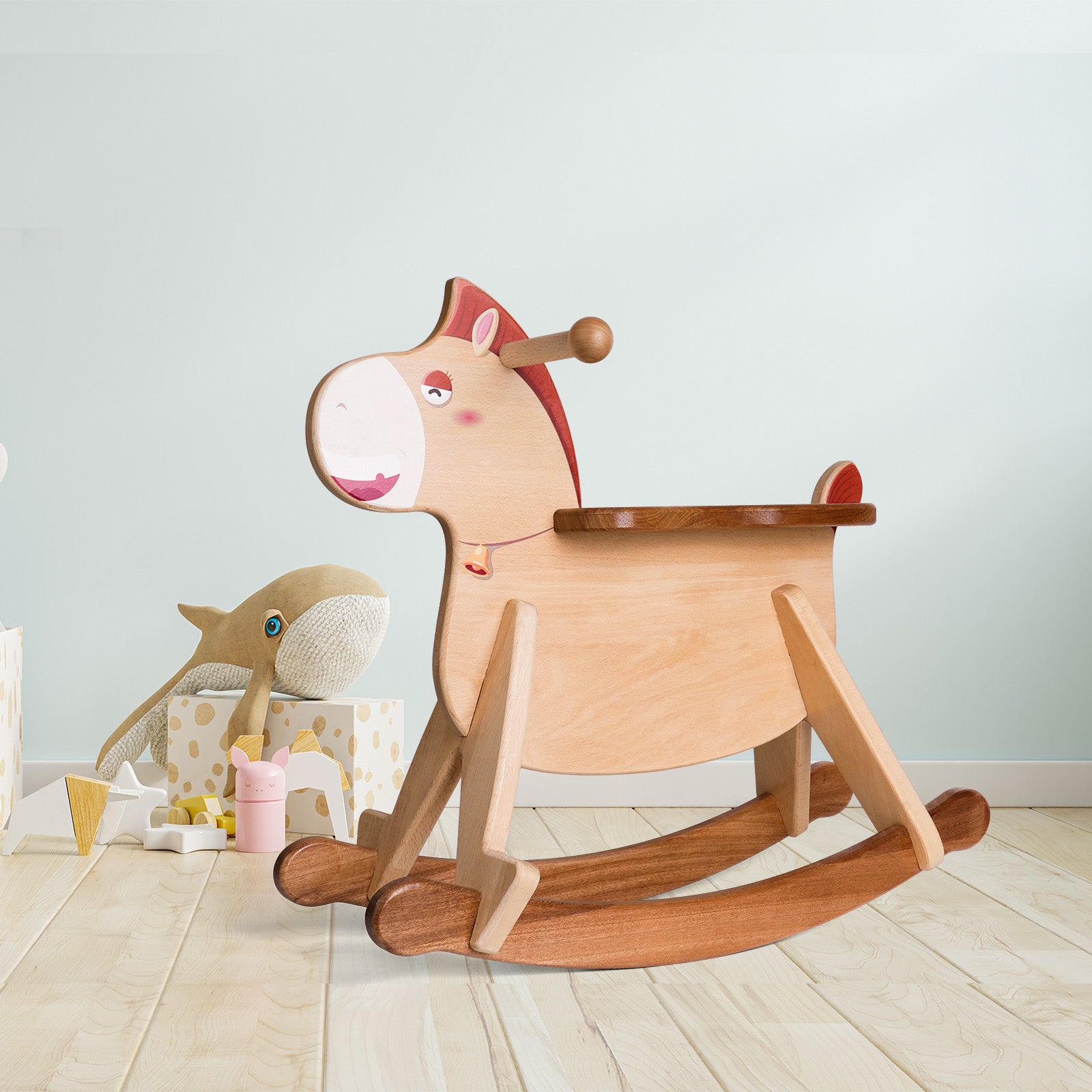 Classic Wooden Rocking Horse - Timeless Ride-On Toy for Toddlers
