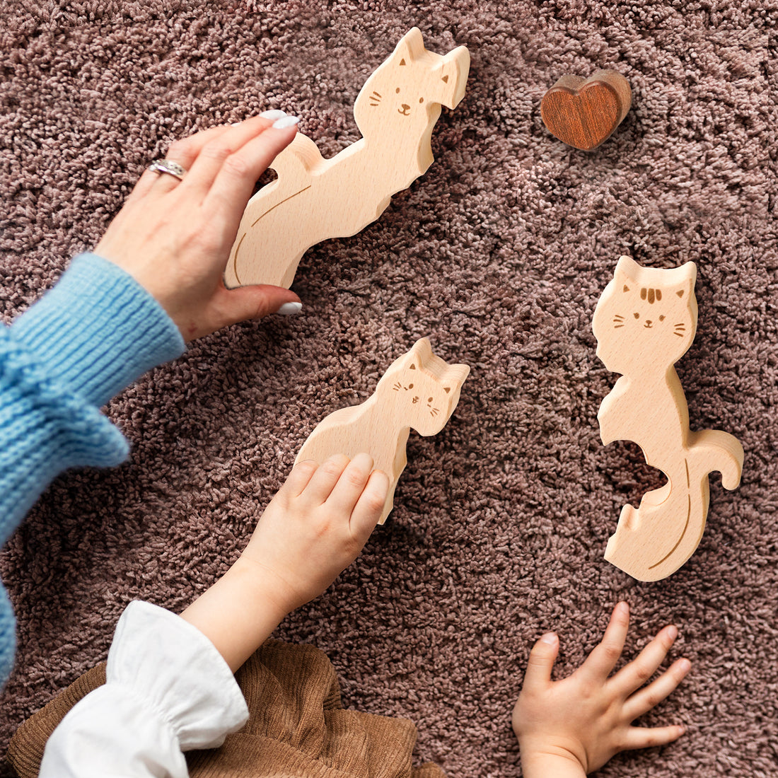 Wooden Cat Family Puzzle