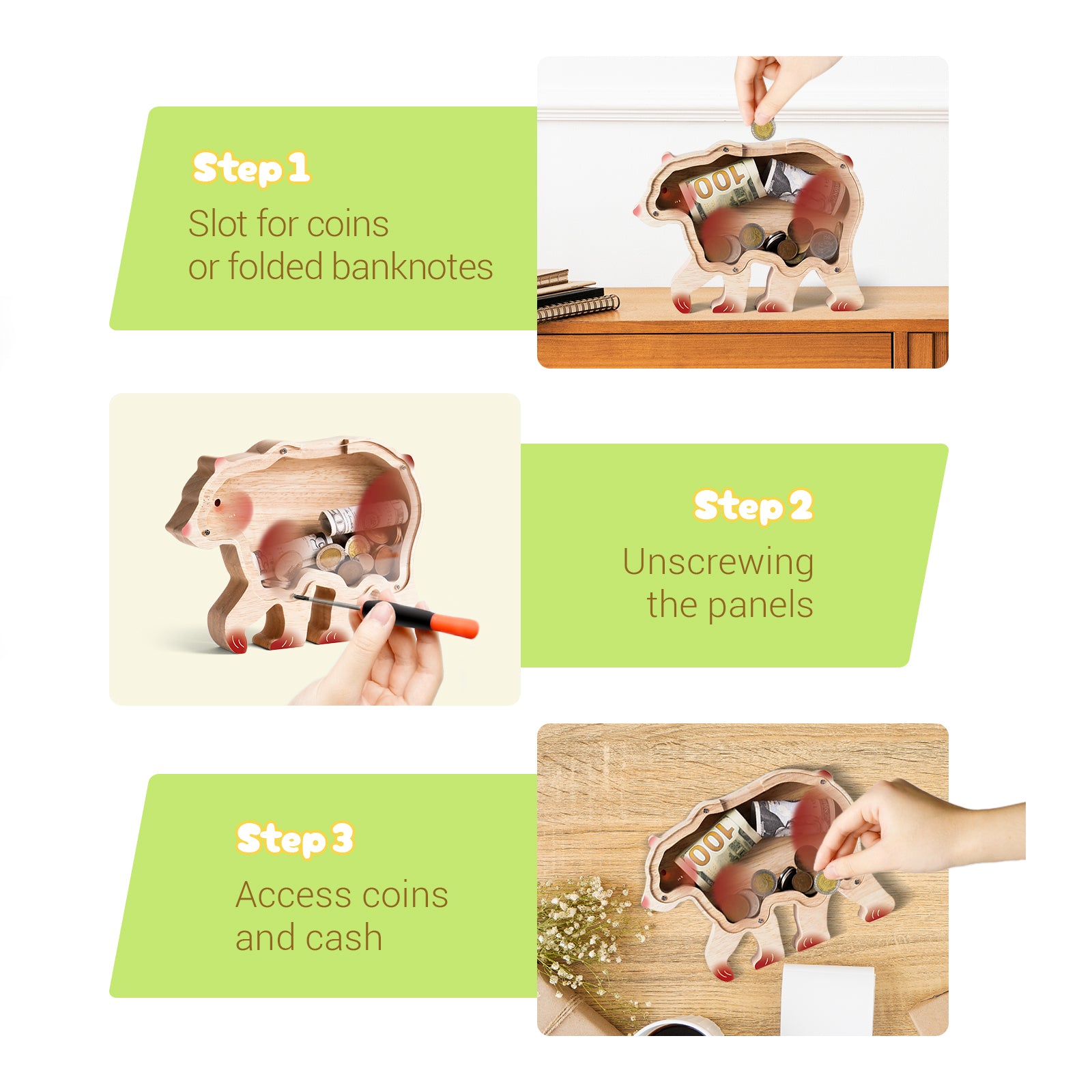 Bear Piggy Banks: Cute, Unbreakable, Safe, Ideal for Kids