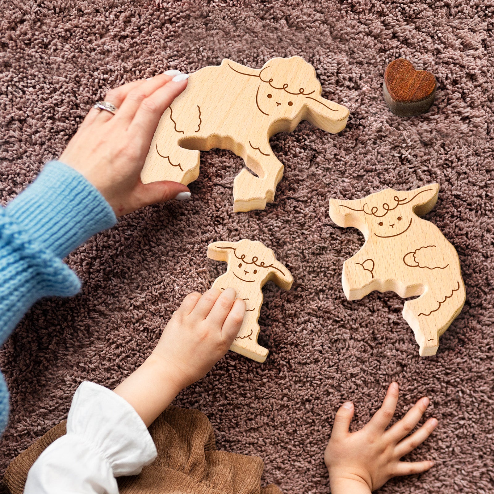 Wooden Sheep Family Set - Adorable Farmhouse Decor & Personalized Gift for All Occasions