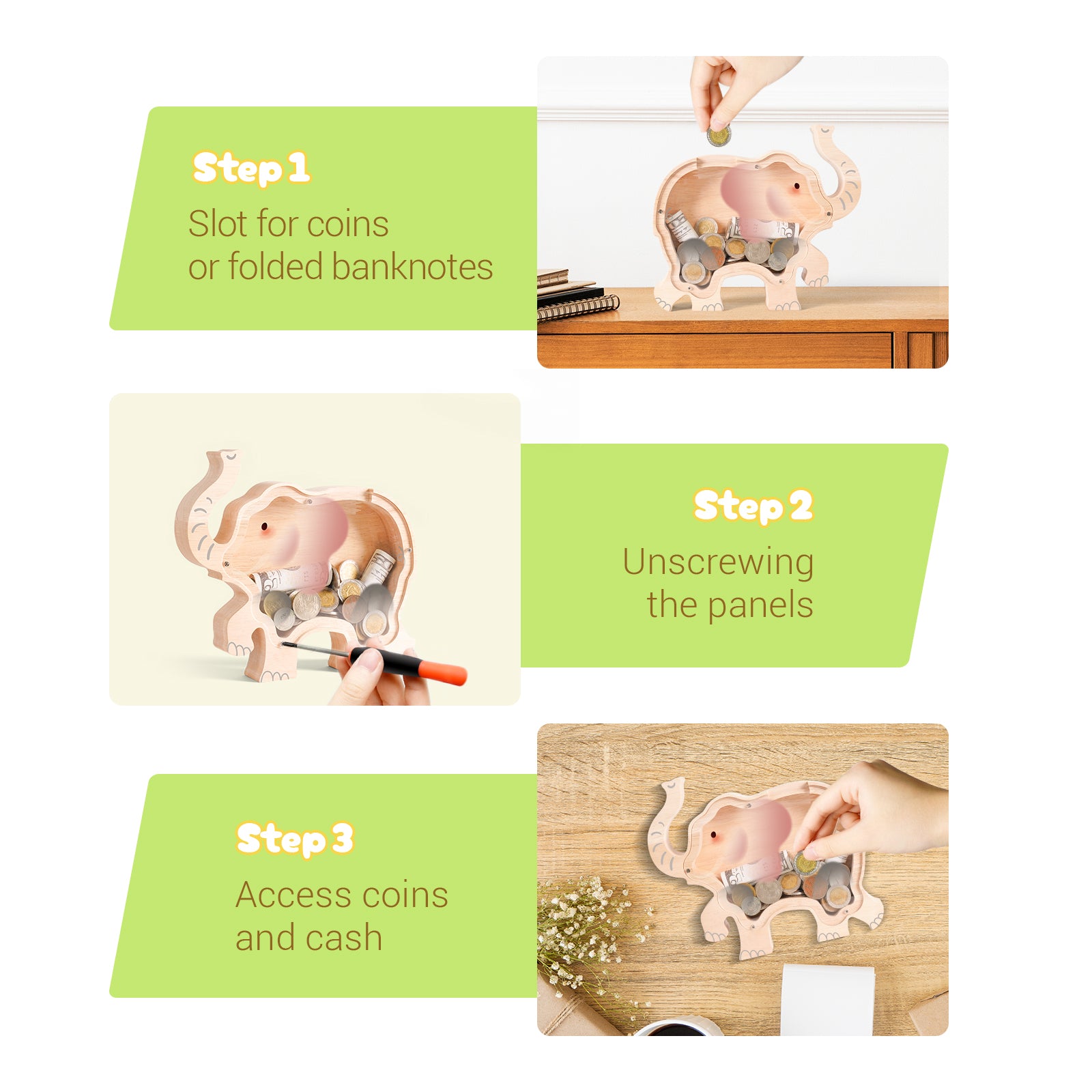 Majestic Wooden Elephant Piggy Bank: A Treasured Gift for Savers & Animal Lovers