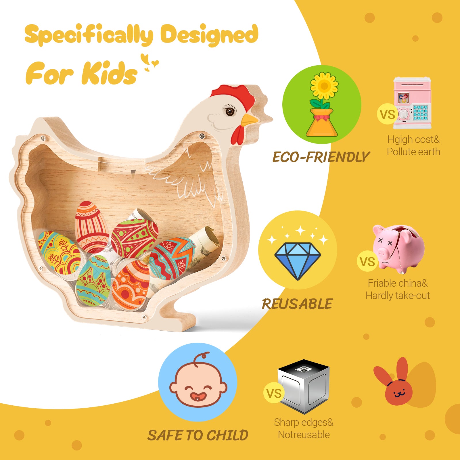 Chicken Piggy Bank: Unbreakable, Cute, Personalized Gift