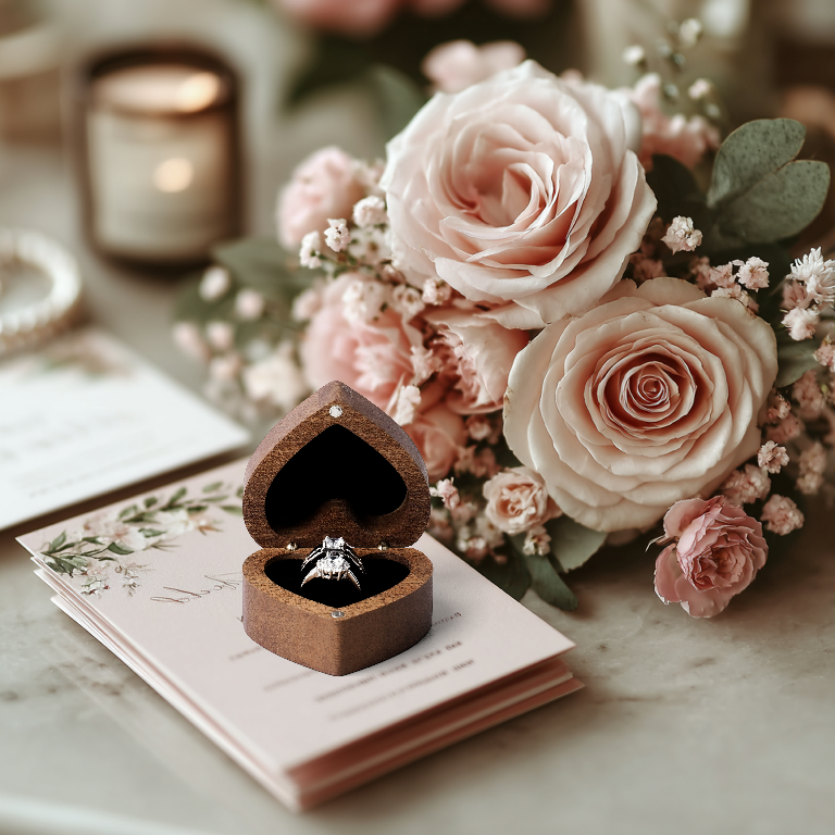 Elegant Heart-Shaped Wooden Ring Box – Perfect for Proposals, Weddings & Jewelry Storage