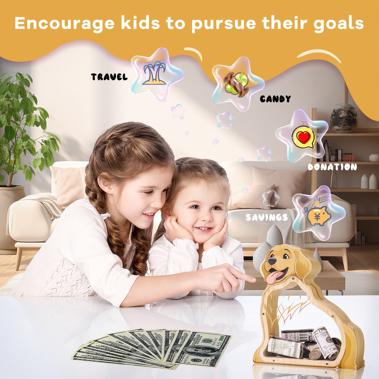 Adorable & Functional Wooden Dog Piggy Bank – Perfect Gift for Kids & Adults