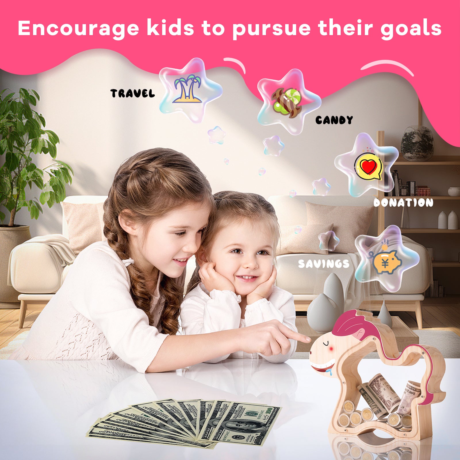 Wooden Horse Piggy Bank: Elegant Money Keeper & Decorative Gift