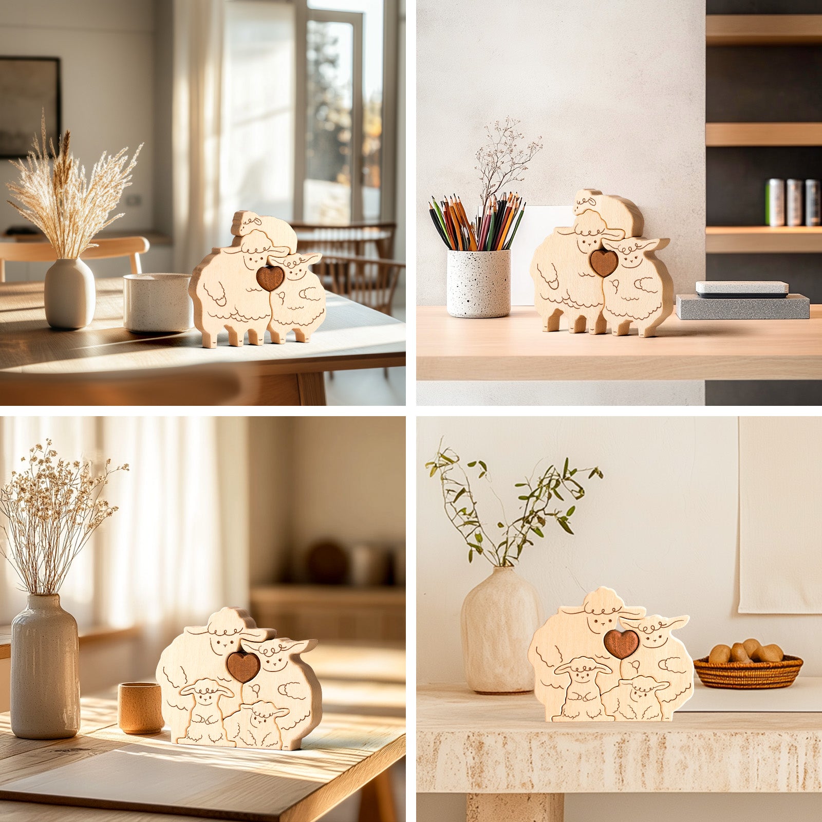 Wooden Sheep Family Set - Adorable Farmhouse Decor & Personalized Gift for All Occasions