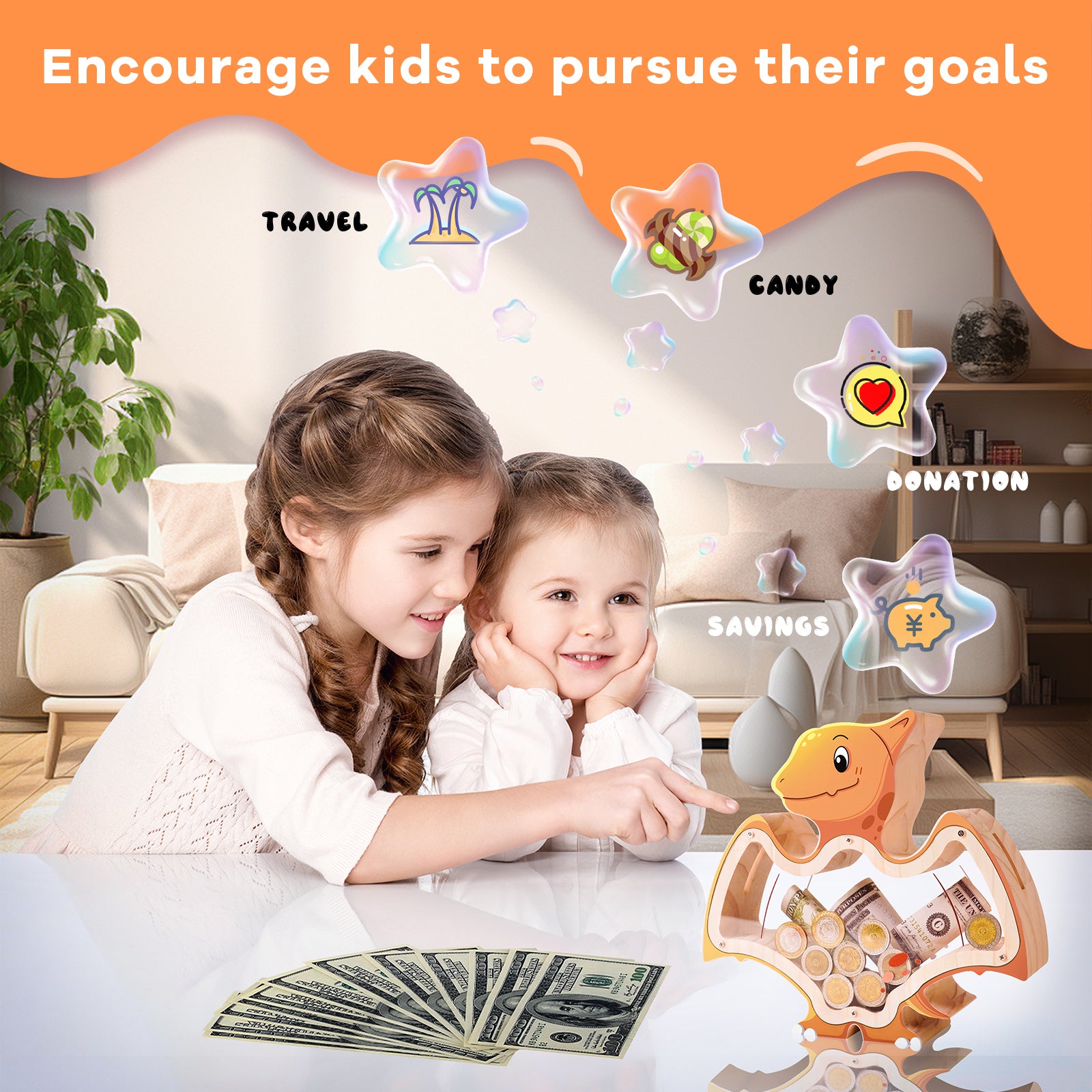 Wooden Pterosaur Piggy Bank: Prehistoric Savings Adventure for Dino Lovers