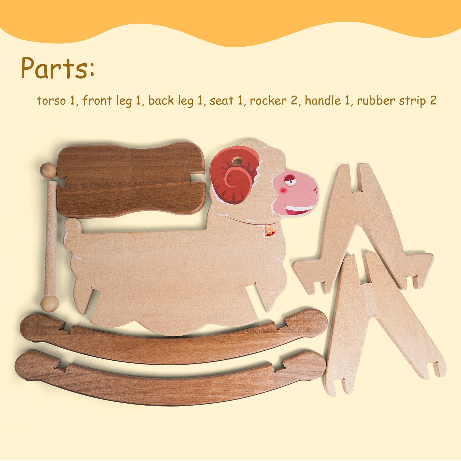 Whimsical Wooden Rocking Sheep - Adorable Ride-On Toy for Toddlers