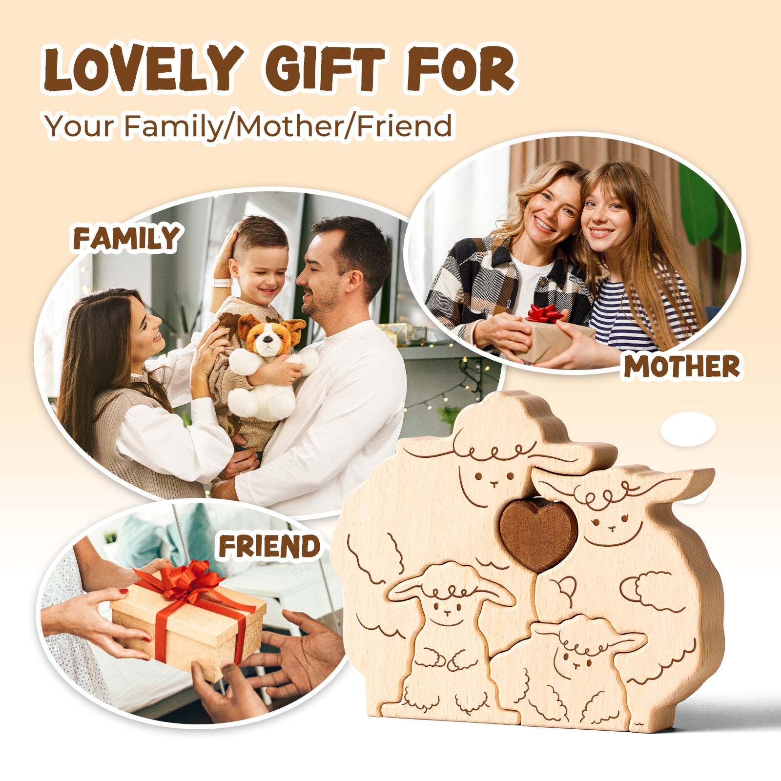 Wooden Sheep Family Set - Adorable Farmhouse Decor & Personalized Gift for All Occasions