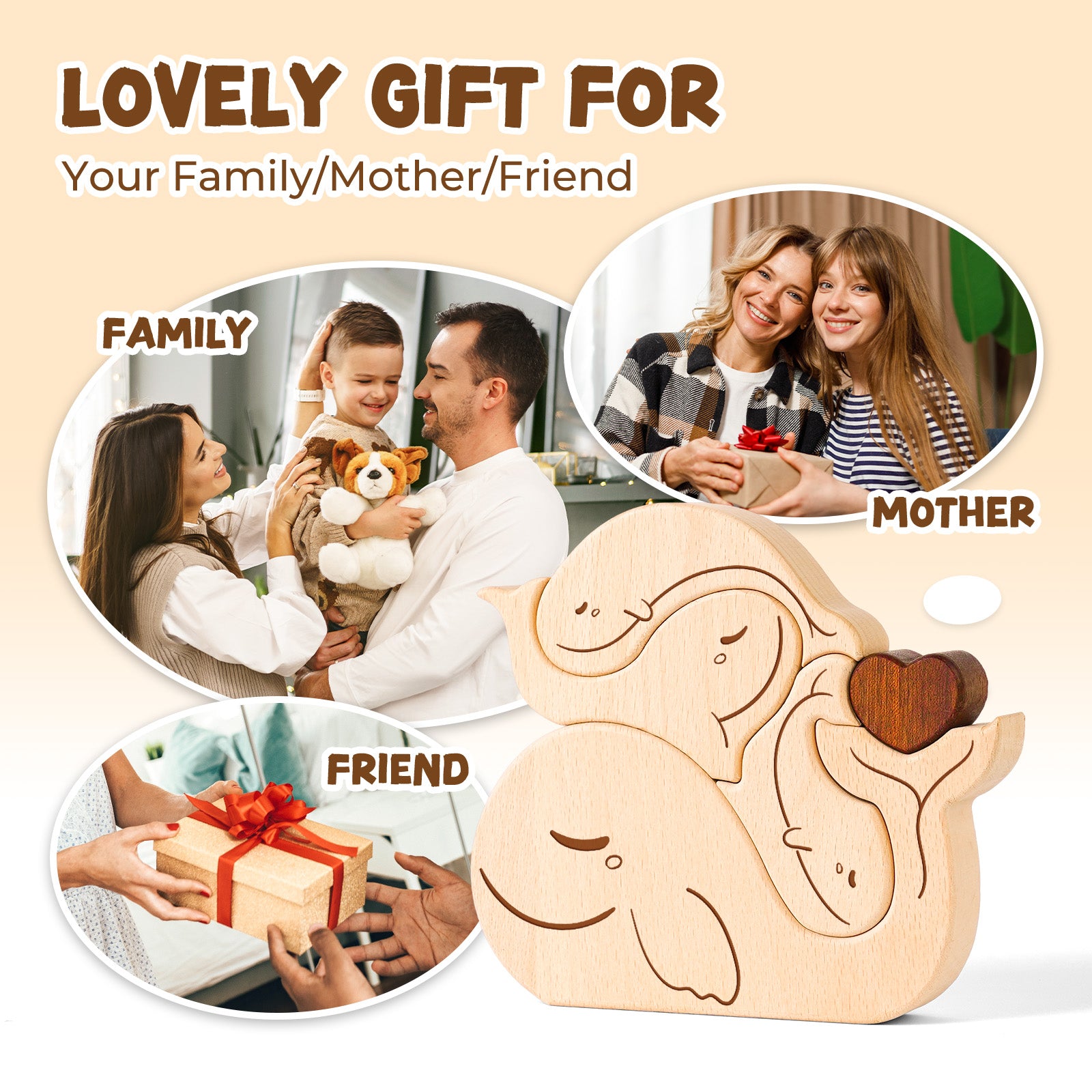 Wooden Whale Family Set - Adorable Home Decor & Meaningful Gift for Loved Ones