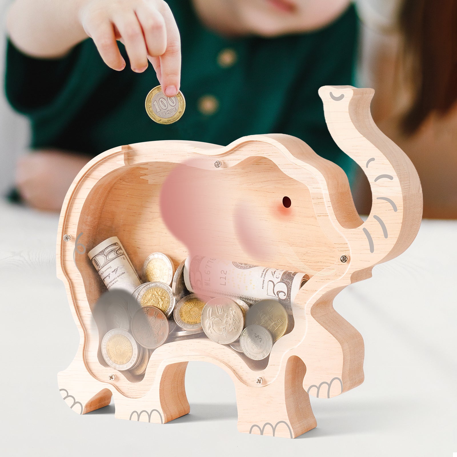 Majestic Wooden Elephant Piggy Bank: A Treasured Gift for Savers & Animal Lovers