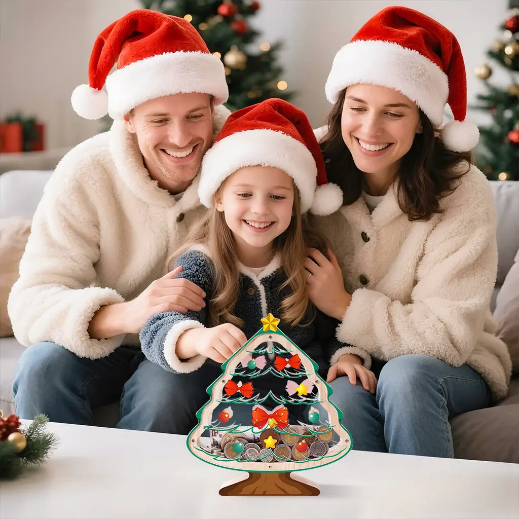 Christmas Wooden Piggy Bank Collection  (Santa, Tree, Reindeer, Gingerbread & Gift Box)