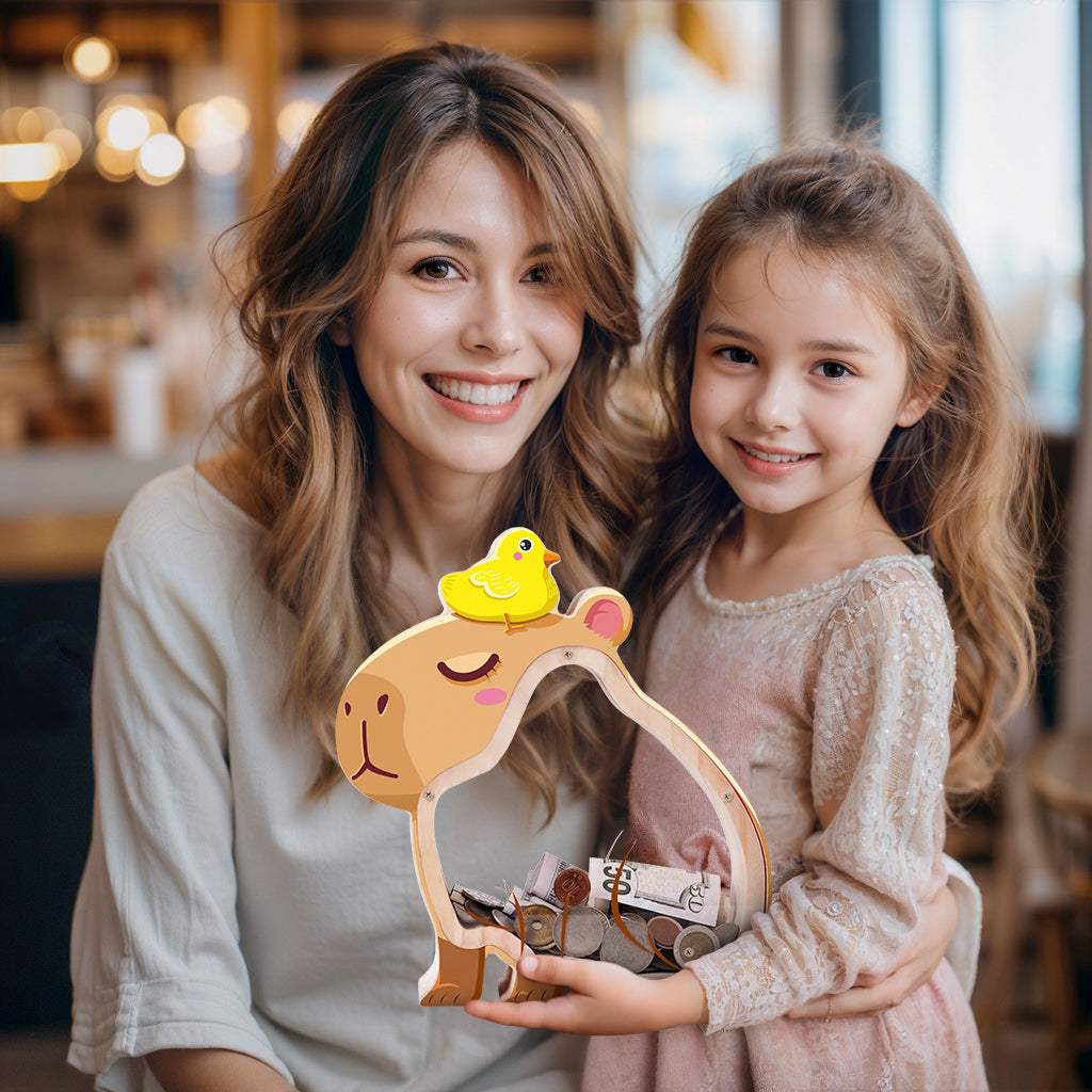 Capybara Money Bank – Double-Sided Transparent Coin Bank for Kids