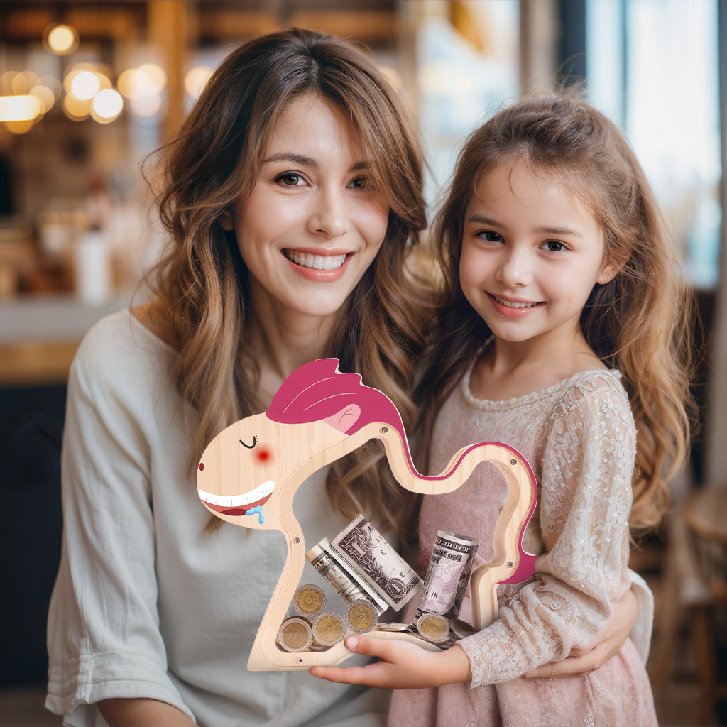 Wooden Horse Piggy Bank: Elegant Money Keeper & Decorative Gift