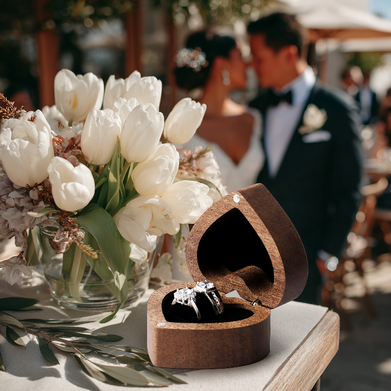Elegant Heart-Shaped Wooden Ring Box – Perfect for Proposals, Weddings & Jewelry Storage