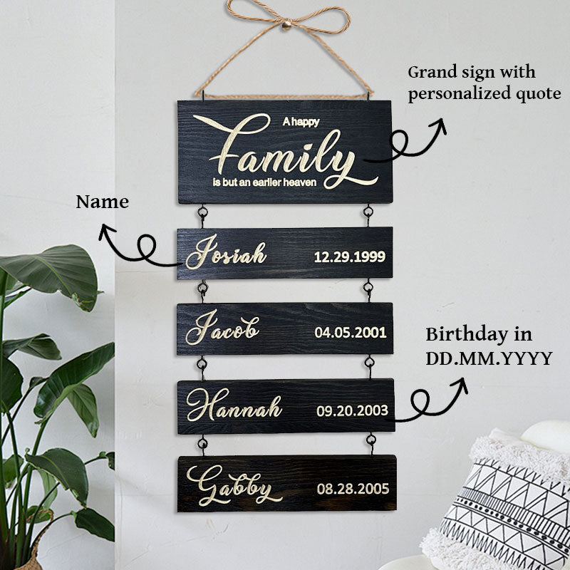 Personalized Family & Grandkids Hanging Sign | Deep Engraved Edition