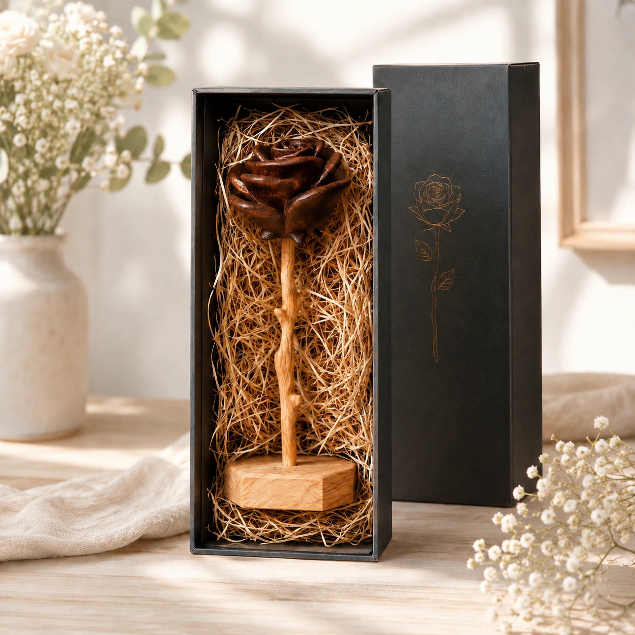 Eternal Love Wooden Flower Set – The Ideal Keepsake for Your Loved Ones
