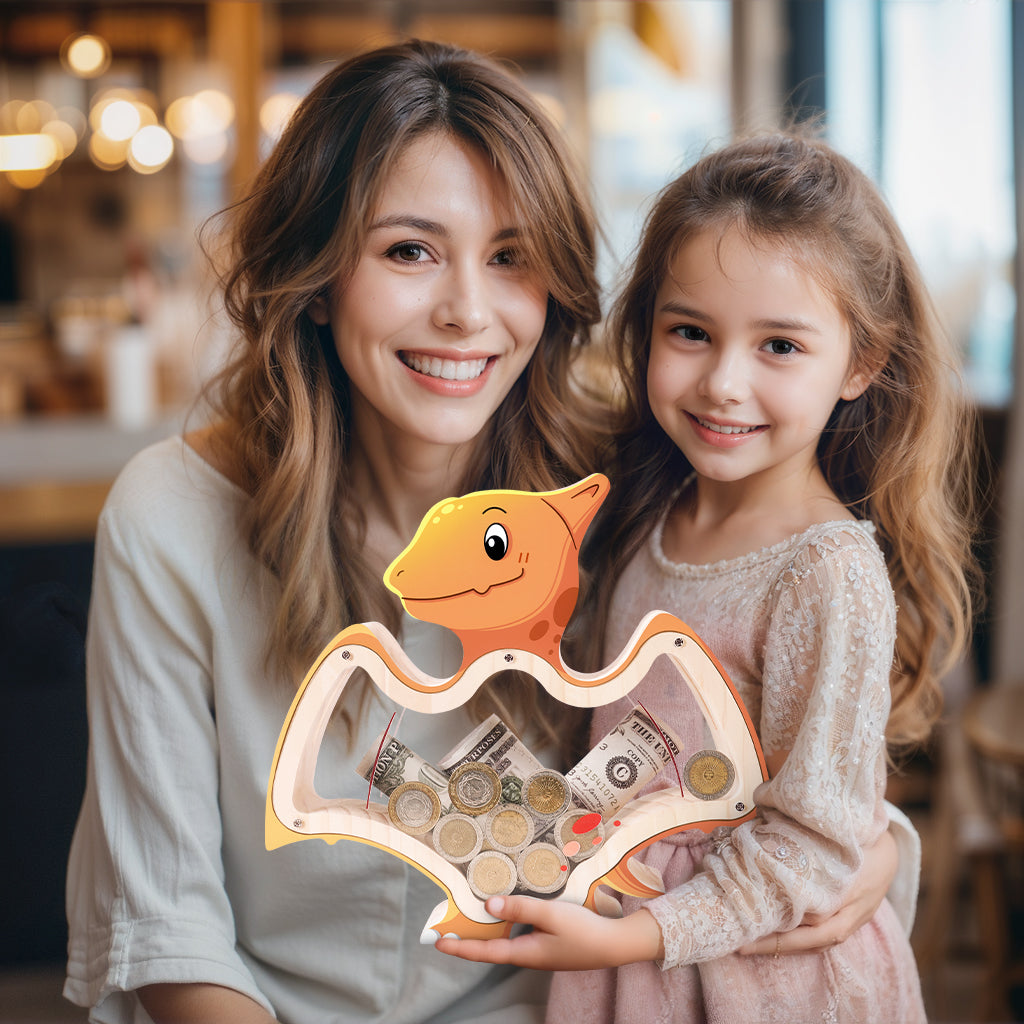 Wooden Pterosaur Piggy Bank: Prehistoric Savings Adventure for Dino Lovers