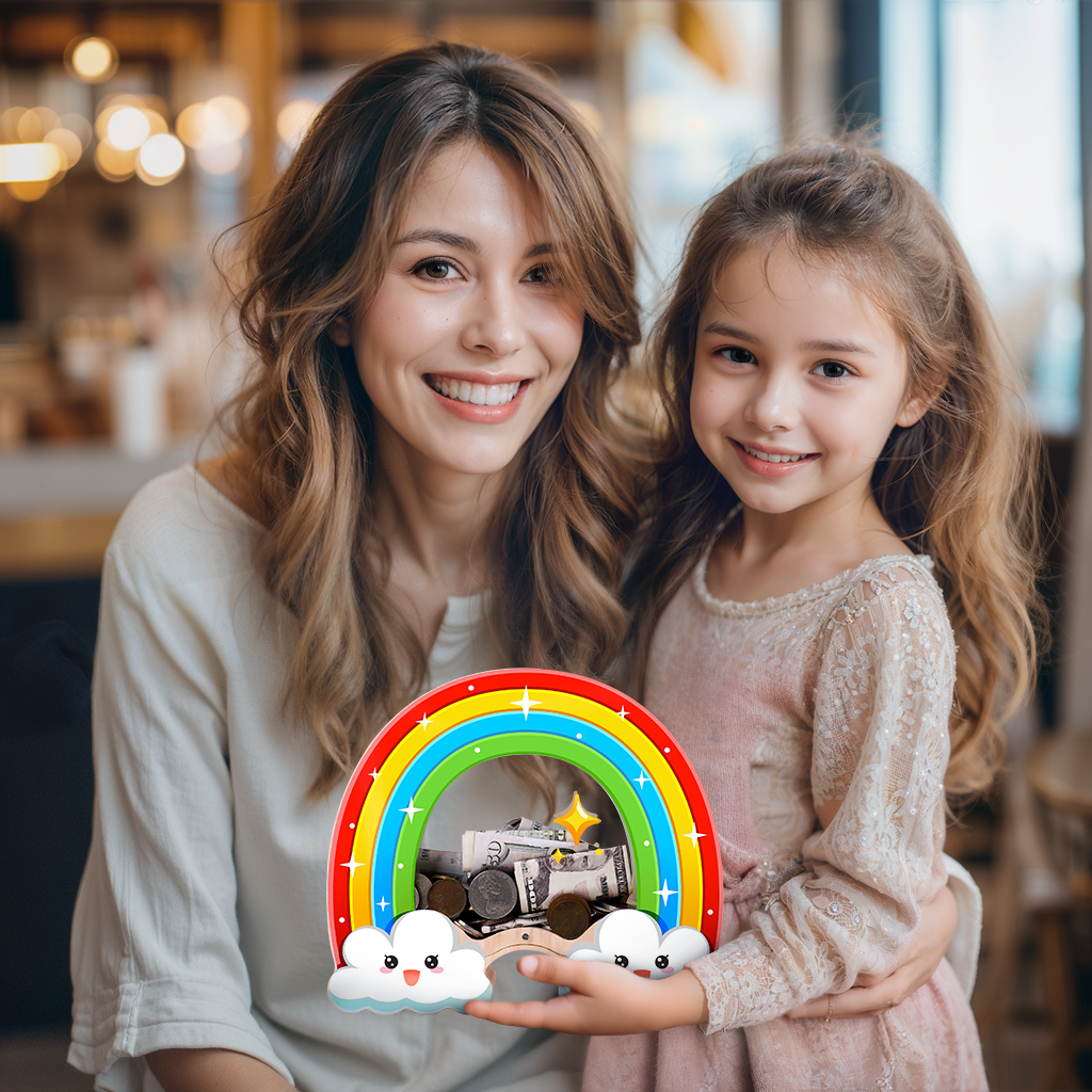 Rainbow Money Bank with Cloud Design – Fun & Cute Coin Bank for Kids