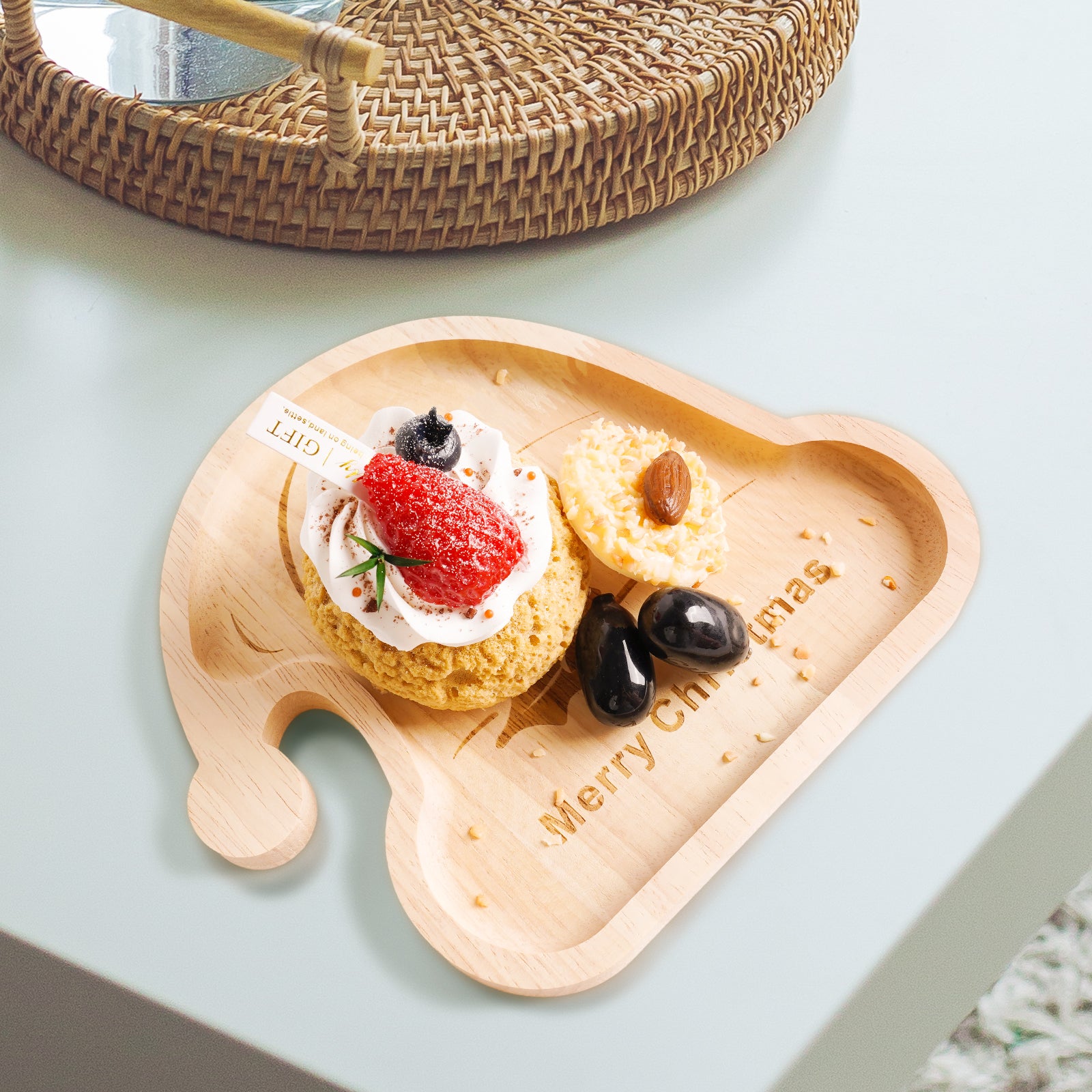 Festive Christmas Wooden Tray Set - Holiday Serving Platters & Decor