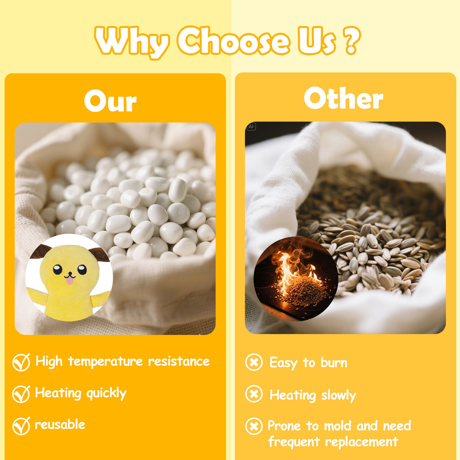 Warm baby dolls, in the shape of yellow dogs, a warm gift for family, friends or yourself