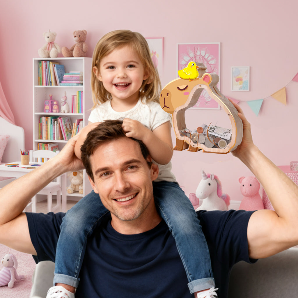 Capybara Money Bank – Double-Sided Transparent Coin Bank for Kids