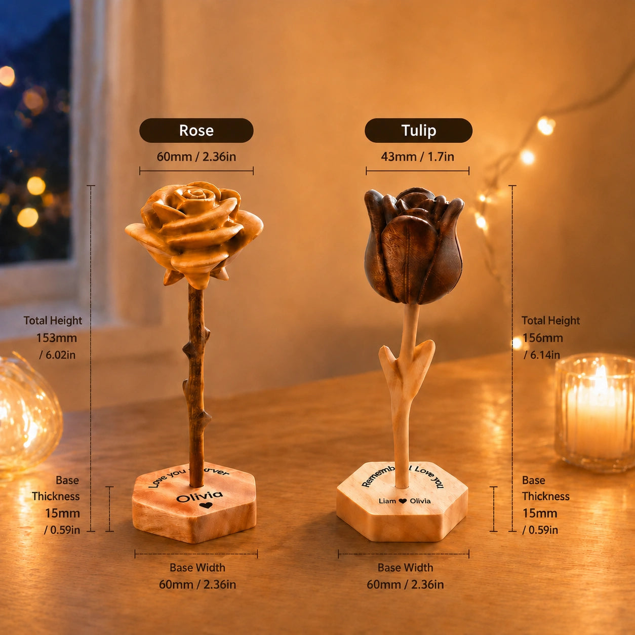 Eternal Love Wooden Flower Set – The Ideal Keepsake for Your Loved Ones