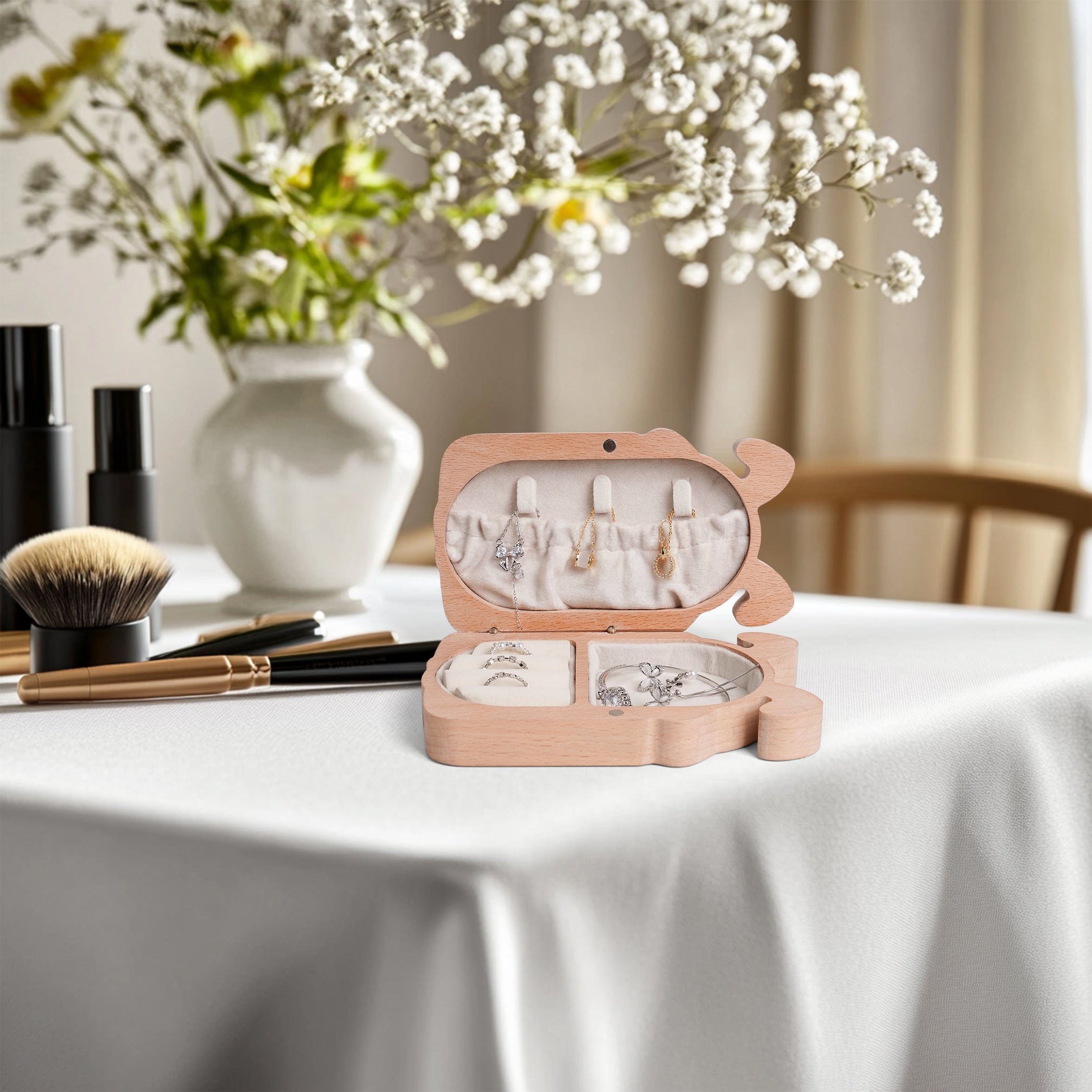 Bunny Wooden Jewelry Box – Whimsical Storage Meets Elegant Functionality