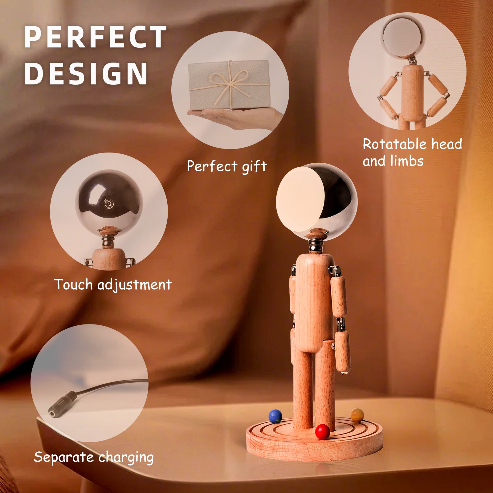 Wooden astronaut lamp - Magical Floating Spaceman with Magnetic Fun