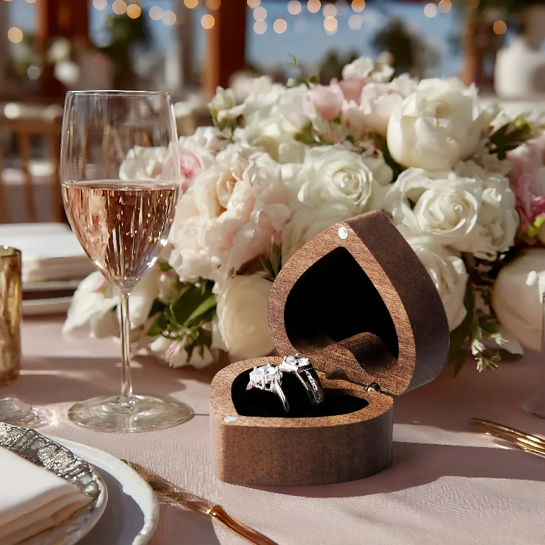 Elegant Heart-Shaped Wooden Ring Box – Perfect for Proposals, Weddings & Jewelry Storage