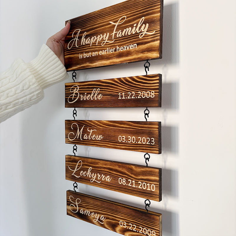 Personalized Family & Grandkids Hanging Sign | Deep Engraved Edition