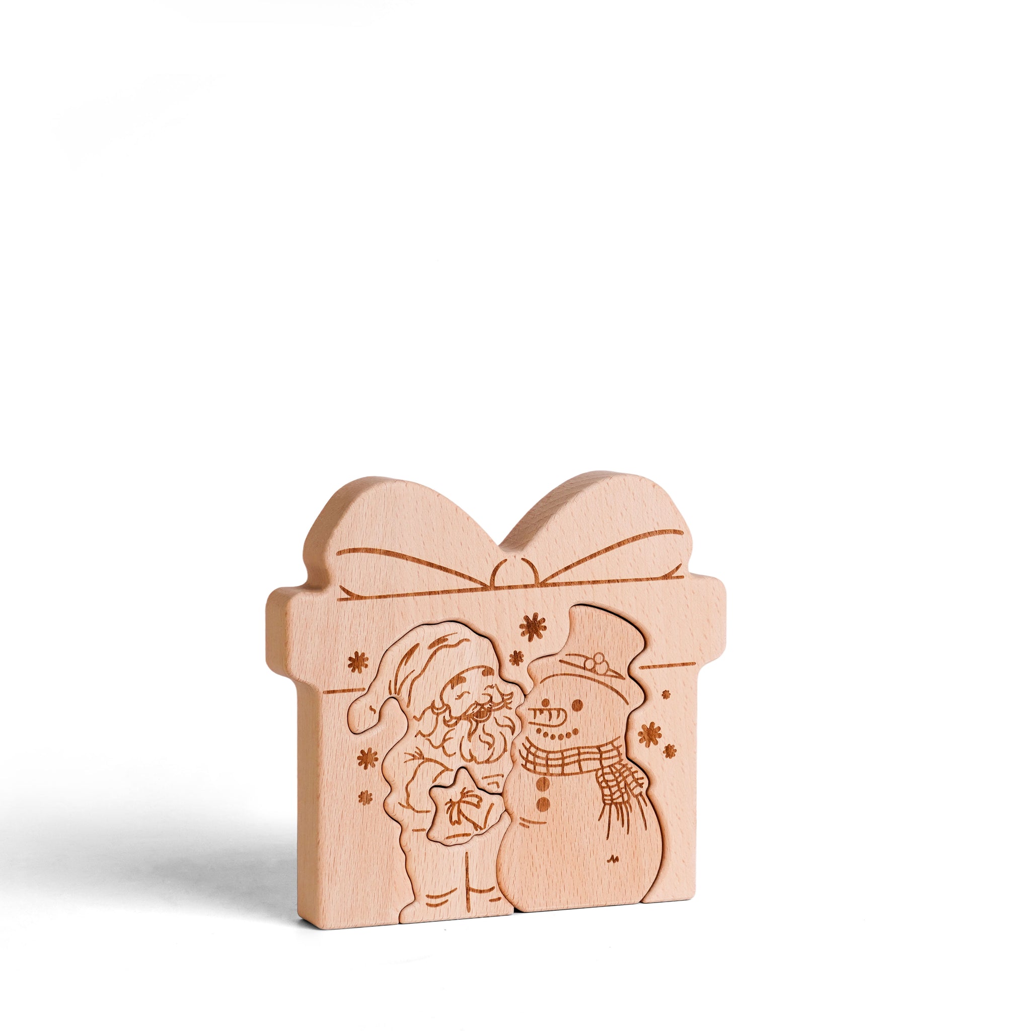 Santa Claus and Snowman Wooden Puzzle Decor
