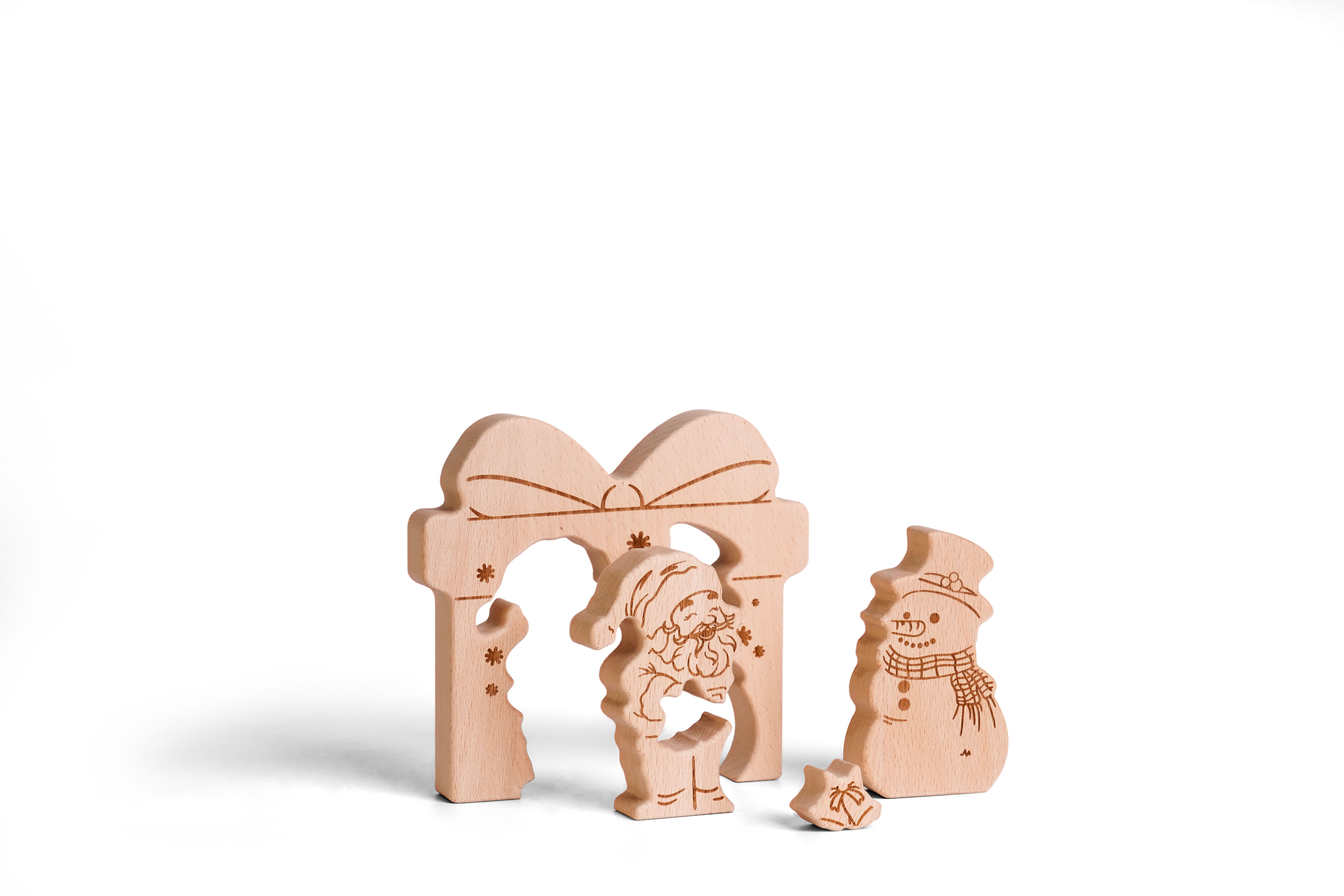 Santa Claus and Snowman Wooden Puzzle Decor