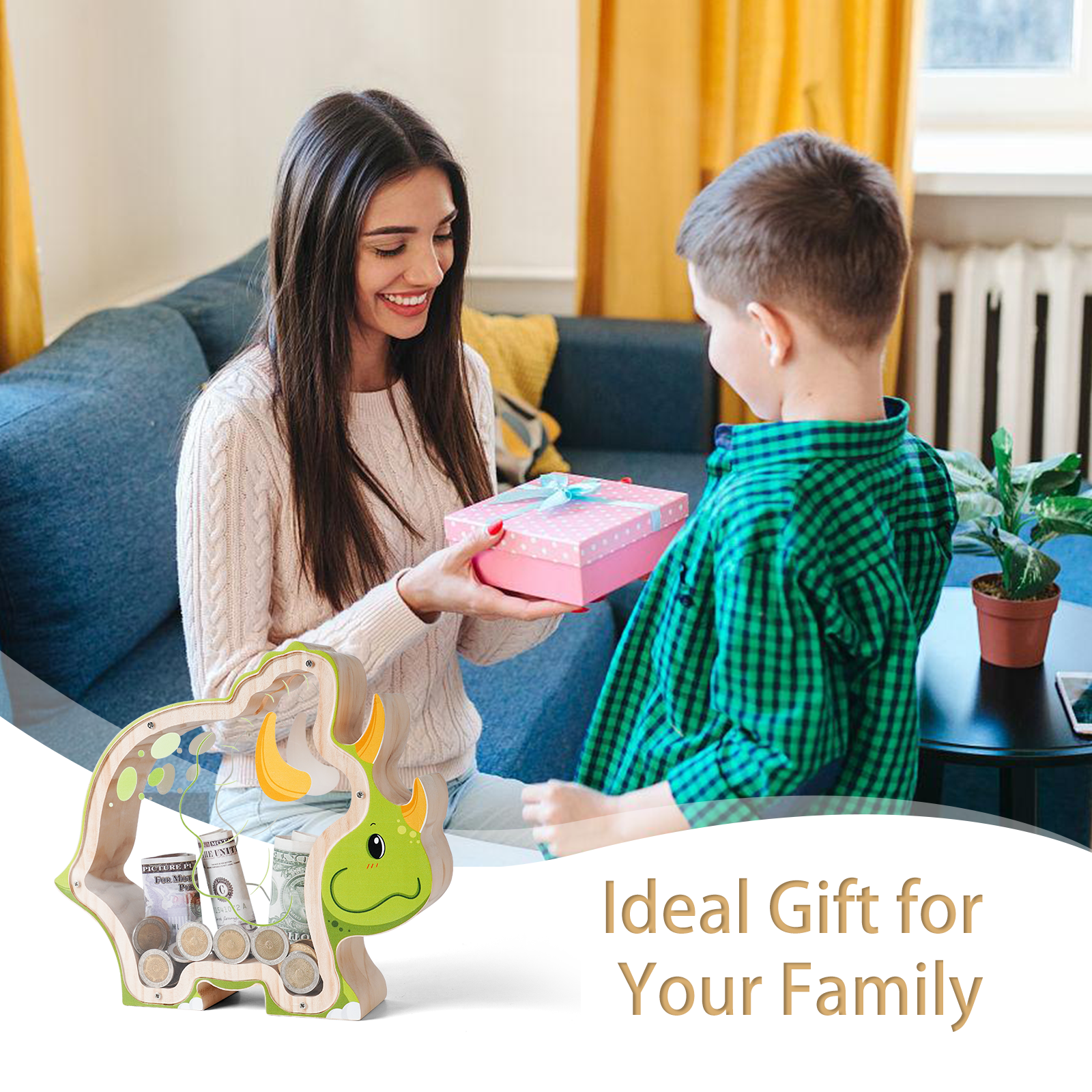 Triceratops Coin Bank: Fun, Hand-Painted, Kids' Room Decor & Gift