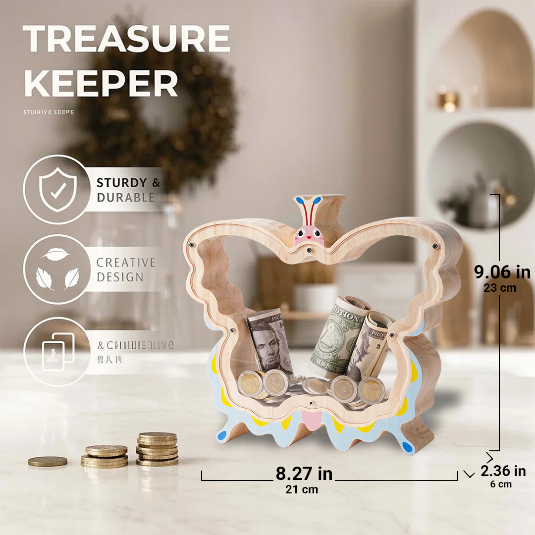 Butterfly Wooden Piggy Bank