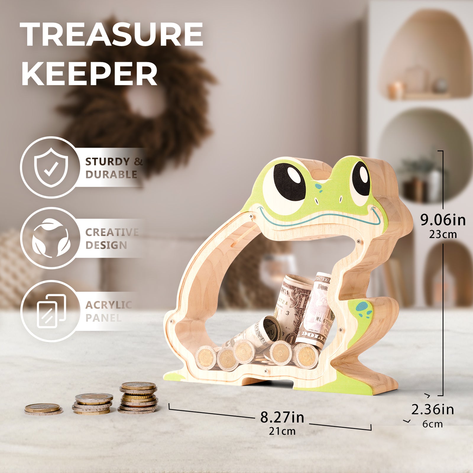 Frog-Shaped Coin Bank: Hand-Painted, Kids' Savings & Decorative Gift