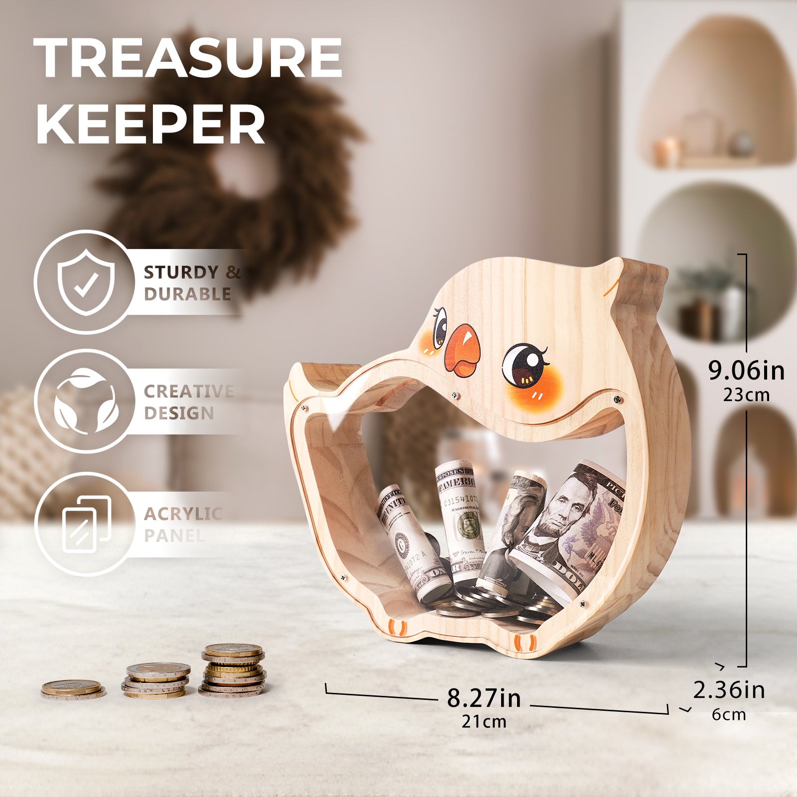 Parrot Coin Bank: Cute, Hand-Painted, Durable