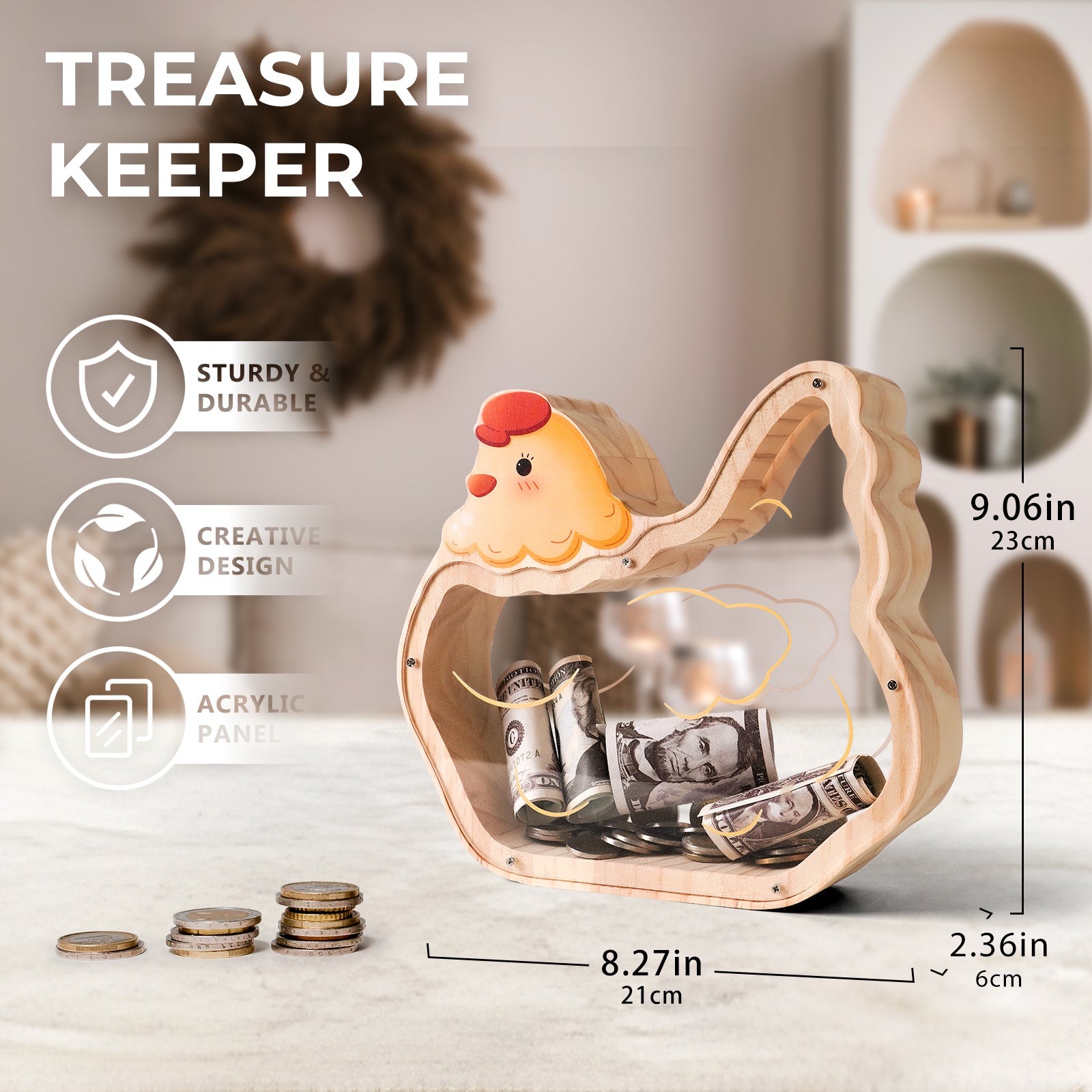 Chick-Shaped Coin Bank: Hand-Paintable, Cute Animal Gift for Kids