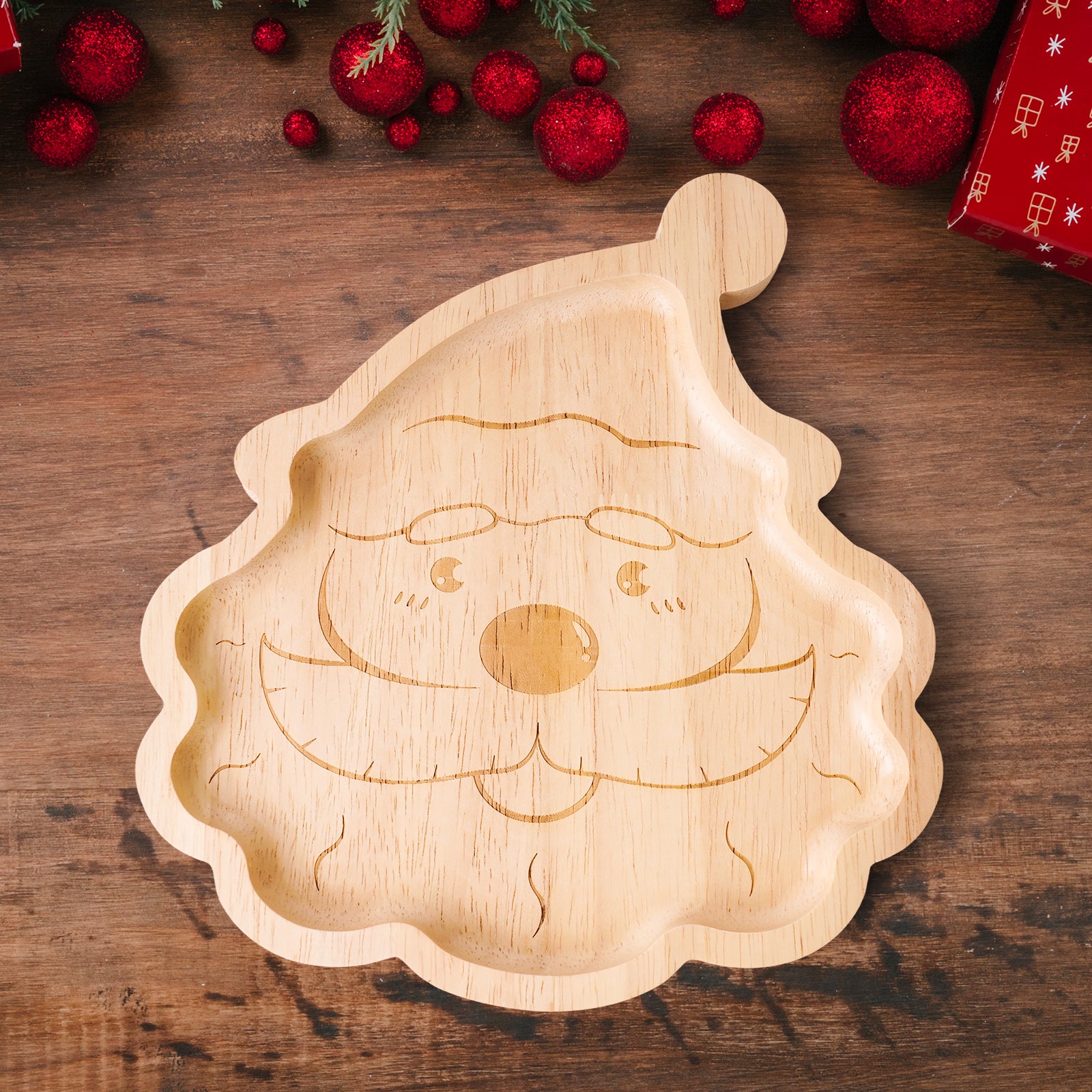 Festive Christmas Wooden Tray Set - Holiday Serving Platters & Decor