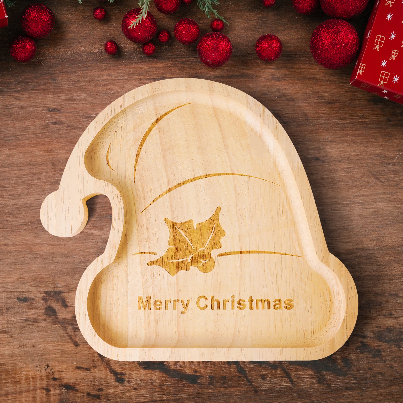 Festive Christmas Wooden Tray Set - Holiday Serving Platters & Decor