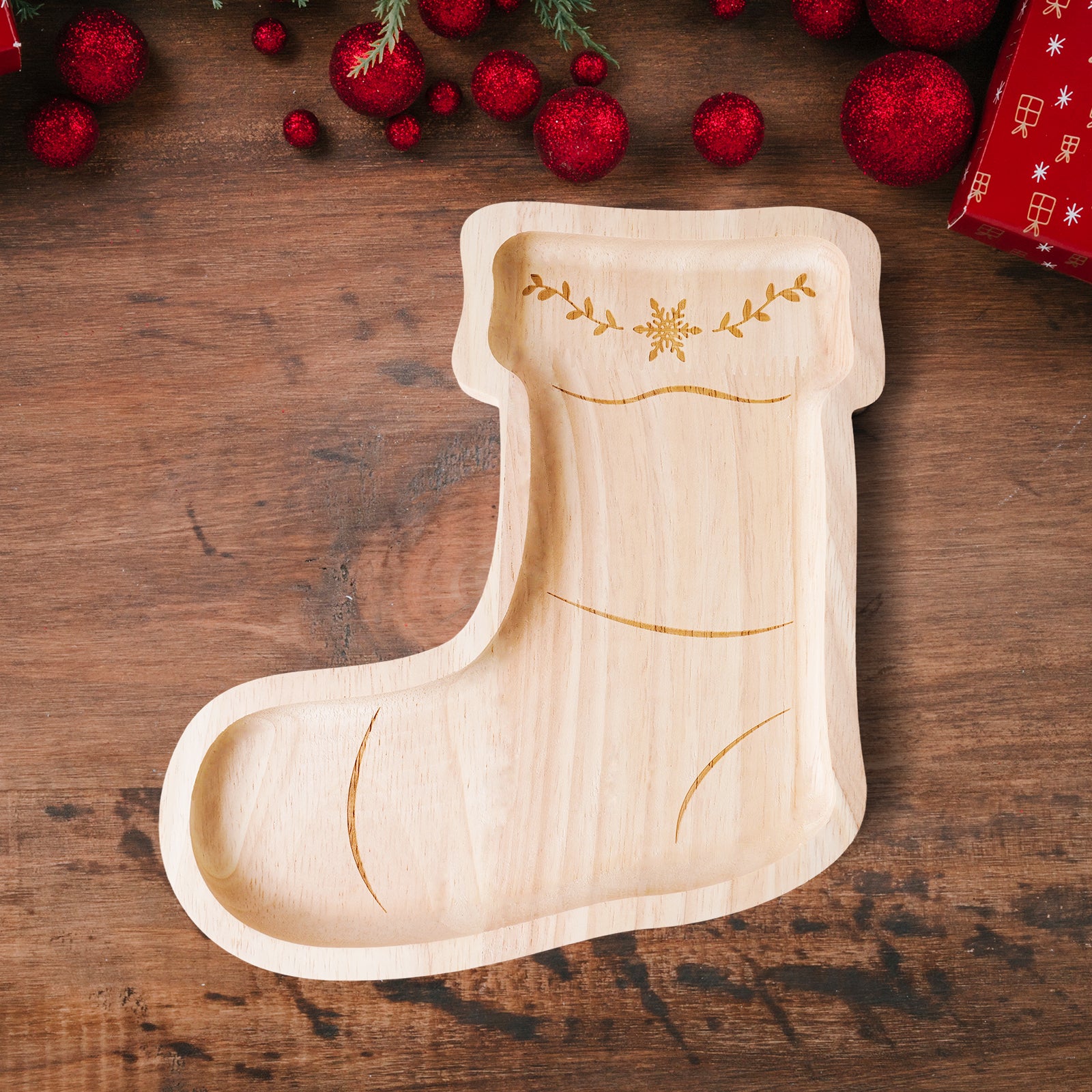 Festive Christmas Wooden Tray Set - Holiday Serving Platters & Decor