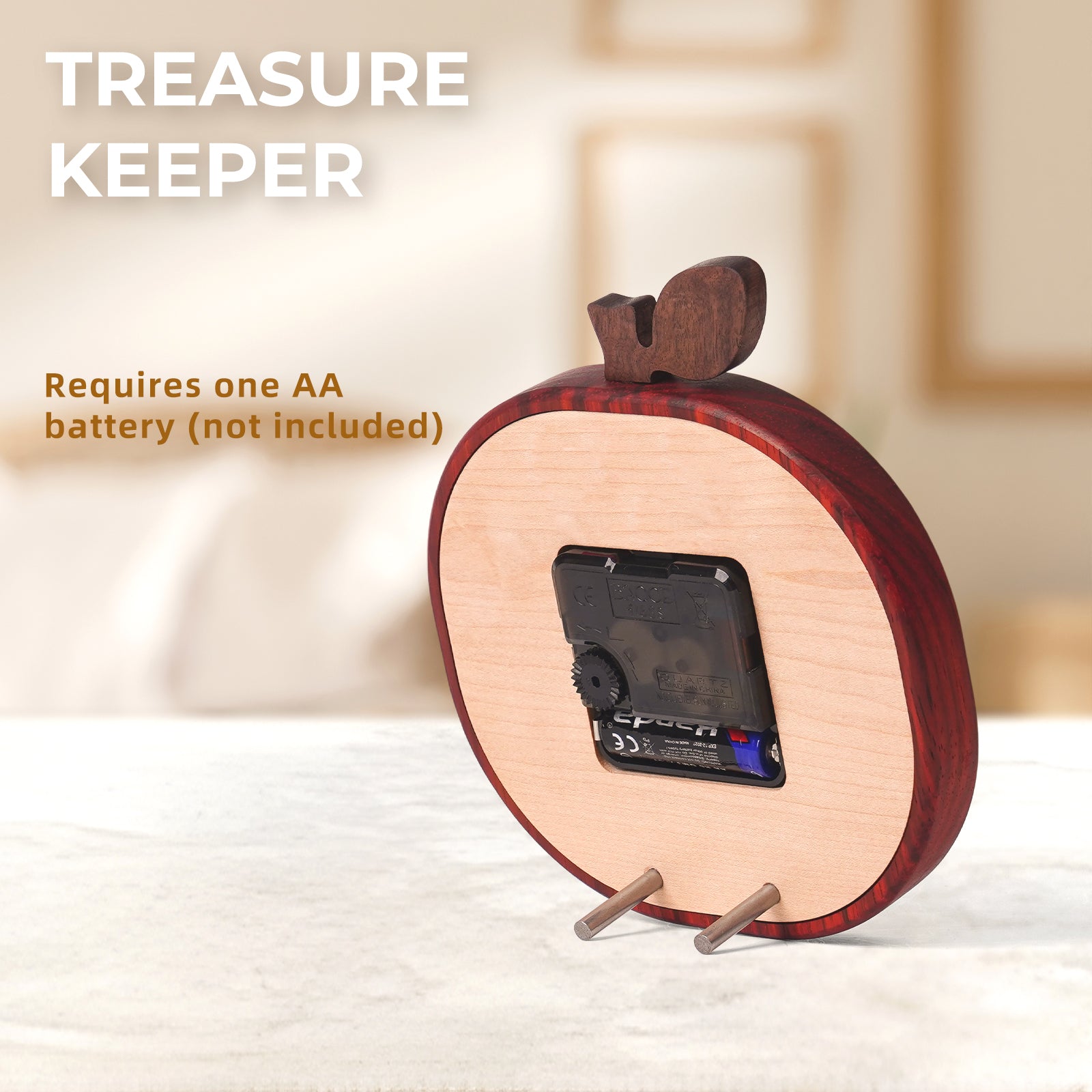Apple Wooden Desk Clock – Fruit-Inspired Artistry Meets Precision Timekeeping