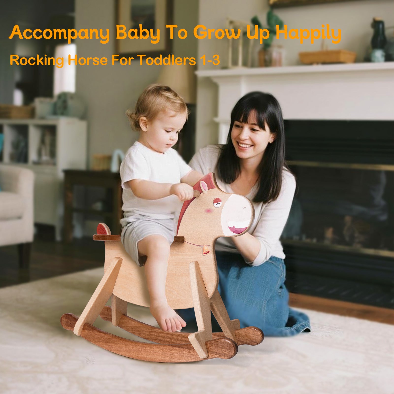 Classic Wooden Rocking Horse - Timeless Ride-On Toy for Toddlers