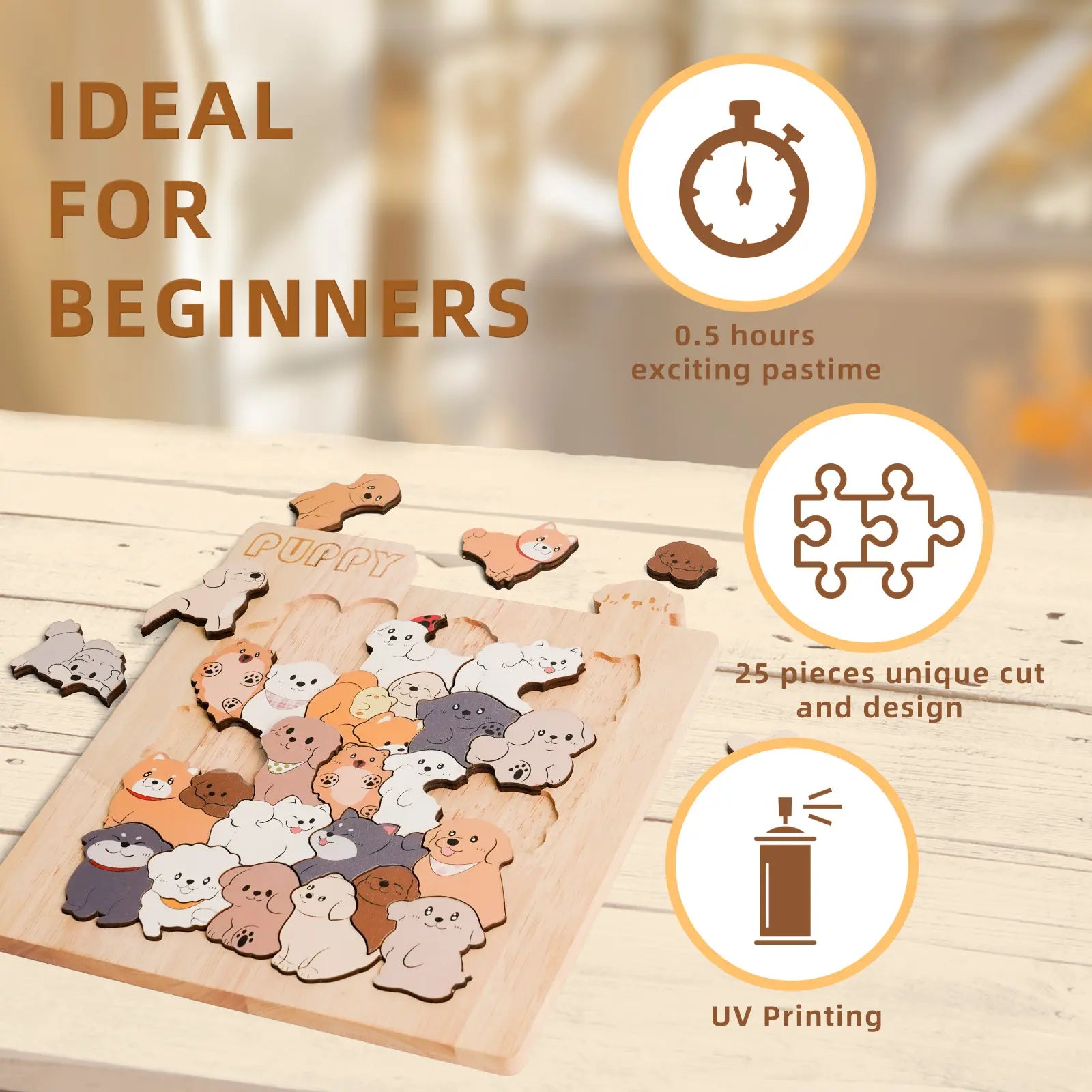 Puppy Wooden Puzzle for Kids 🐶 | Safe Big Pieces & Adorable Dog Designs